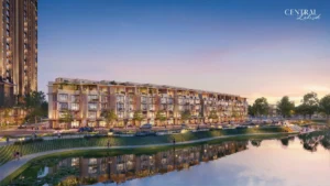 Phối cảnh Central Lakeside bên hồ Trung Văn lúc hoàng hôn