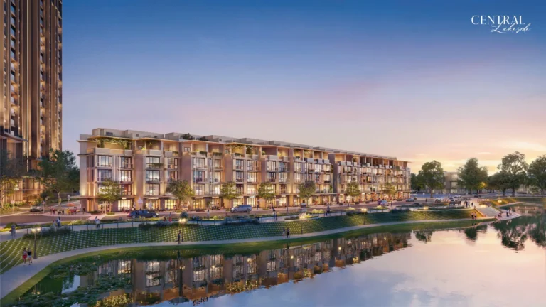 Phối cảnh Central Lakeside bên hồ Trung Văn lúc hoàng hôn