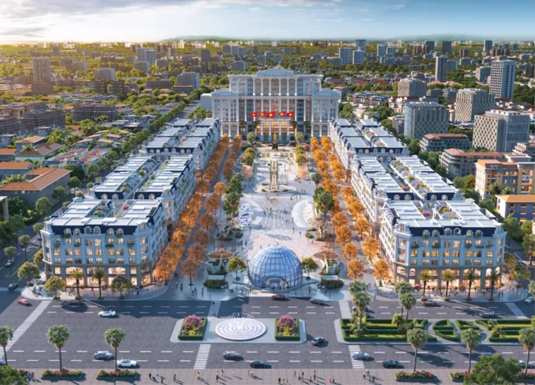 Trục phố đi bộ Central Square Thái Nguyên nhìn về trụ sở hành chính tỉnh